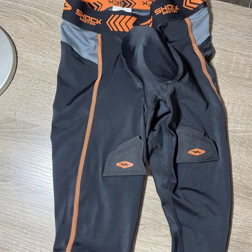 SHOCK DOCTOR LONG COMPRESSION PANT WITH BIO-FLEX CUP HOCKEY JOCK SIZE BOYS LARGE
